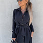 Alexa Belted Shirt Dress Black