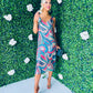 Paisley Sequin Midi Dress Blue