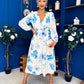 Grainne Button Detail Midi Dress Floral Blue