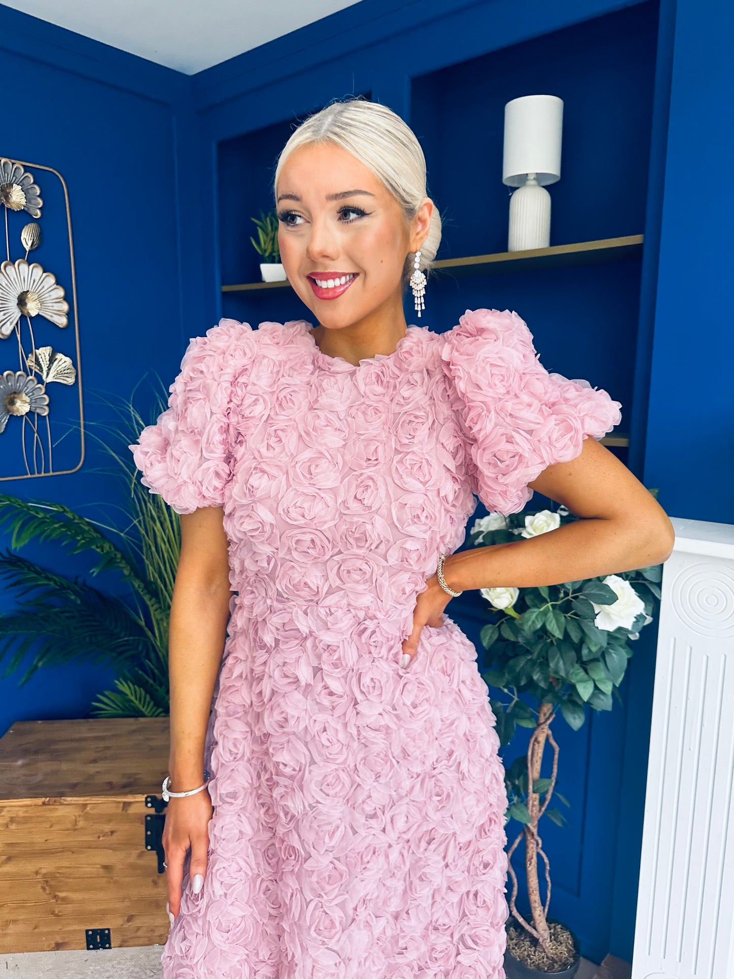 Pippa 3D Floral Occasion Dress Pink