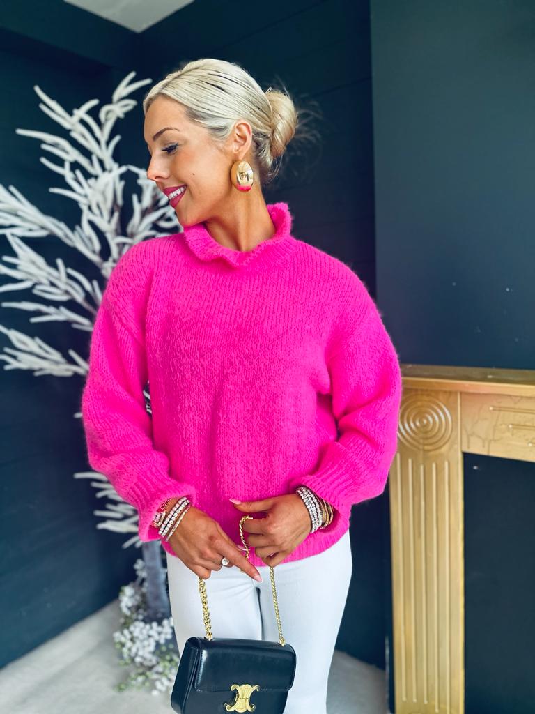 Bright pink outlet fluffy jumper