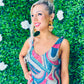 Paisley Sequin Midi Dress Blue