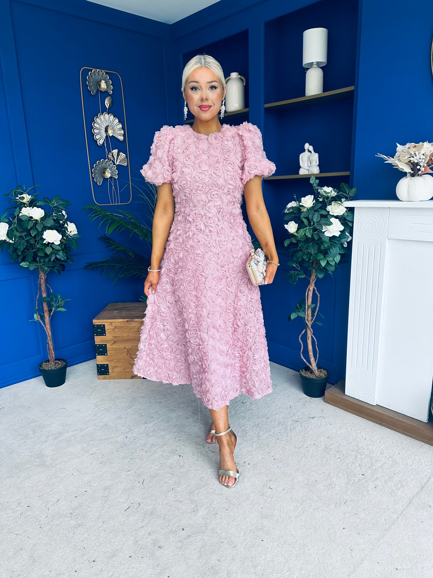 Pippa 3D Floral Occasion Dress Pink