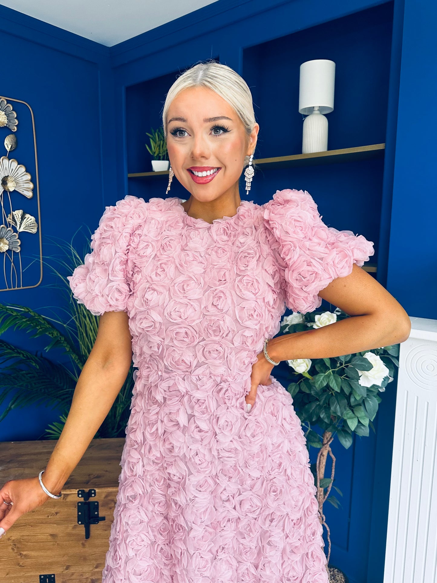 Pippa 3D Floral Occasion Dress Pink