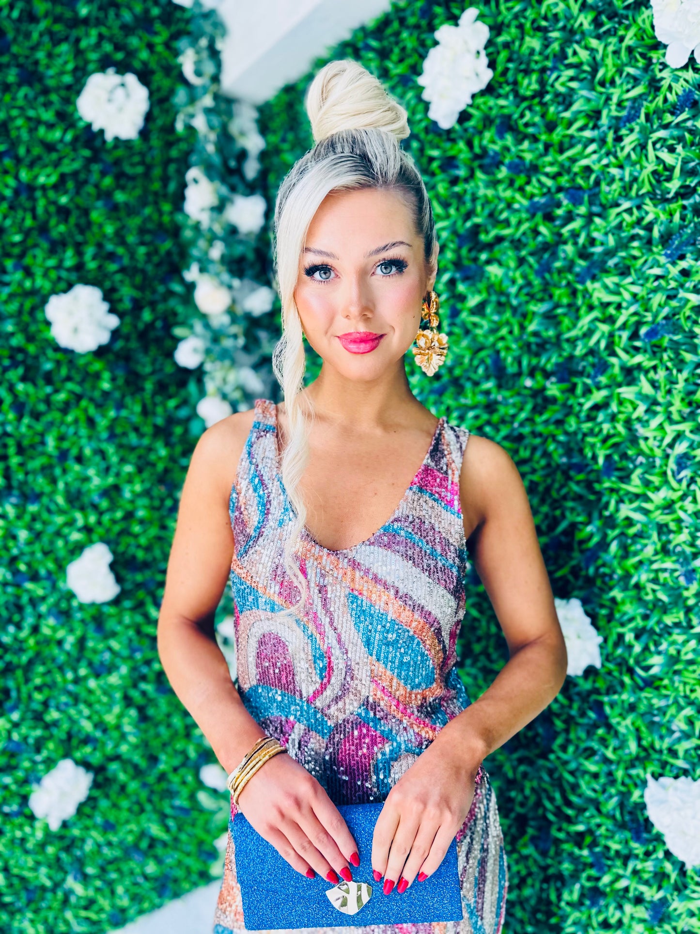 Paisley Sequin Midi Dress Fuch