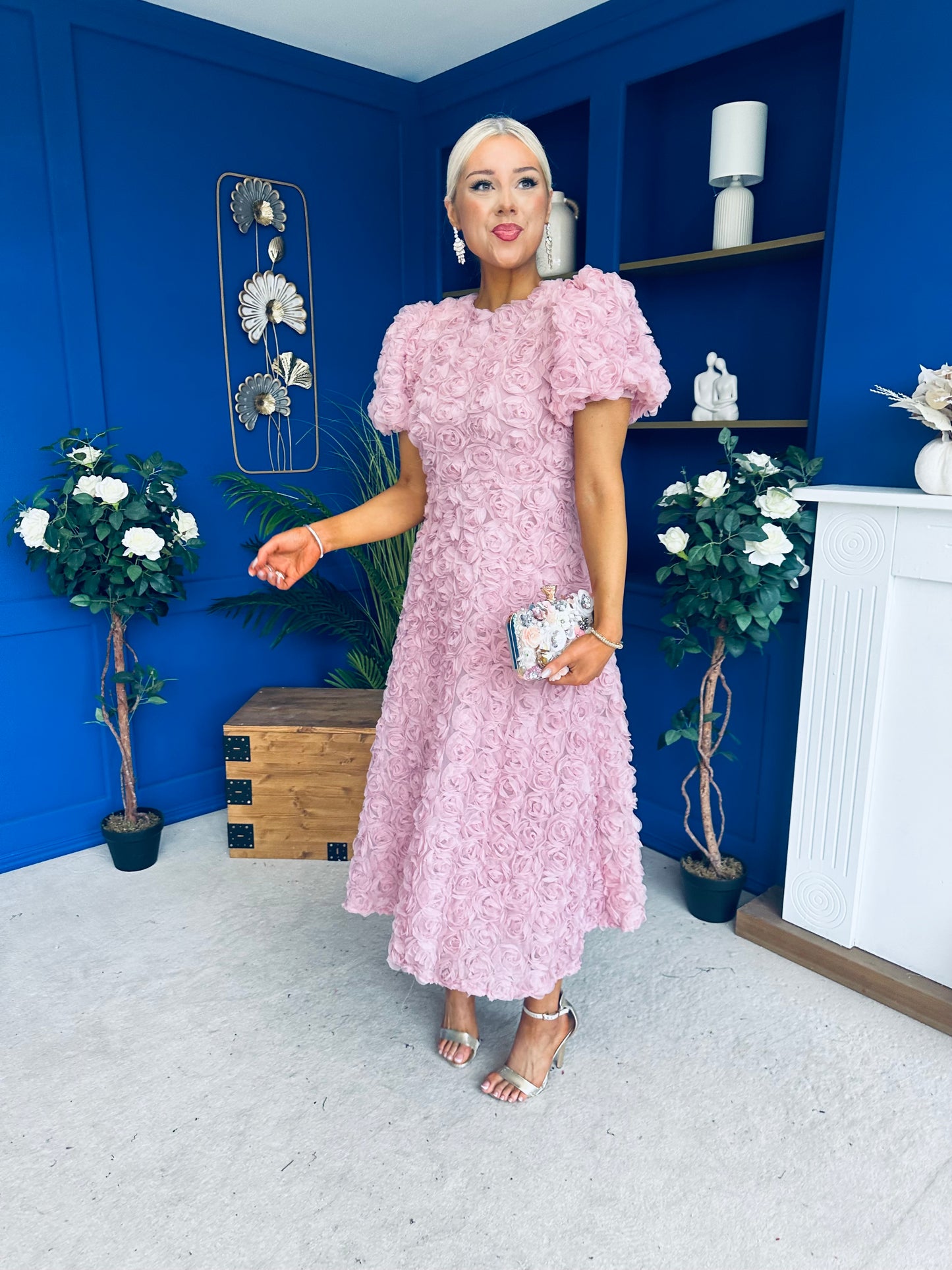 Pippa 3D Floral Occasion Dress Pink