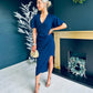 Natasha Angel Sleeve Wrap Midi Dress Navy