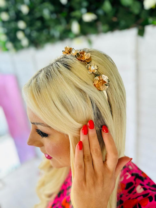 Fleur Detailed Hairband Gold