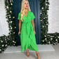 Farrah Split Hem Frill Detail Dress Multi Foil Green