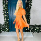 Ciara Skater Mini Dress Orange