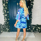 Elsie Splash Wrap Over Mini Dress Blue & Lilac