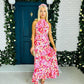 Paloma Tie Neck Dress Floral Orange & Pink