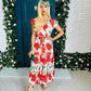 Sidney Frill Detail Dress Floral Red