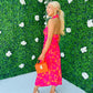 Lexi Tie Neck Dress Floral Orange & Fuchsia