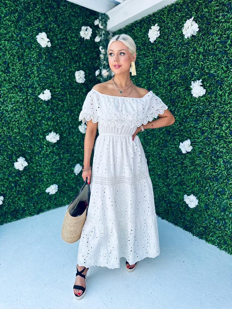 Rita Crochet Maxi Dress Ivory