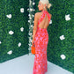 Anastasia Floral Halterneck Maxi Dress Orange / Pink