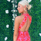 Anastasia Floral Halterneck Maxi Dress Orange / Pink