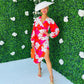 Elsa Asymmetric Dress Floral Red / Pink