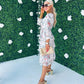 Frankee Floral Print Tiered Long Sleeve Midi Dress