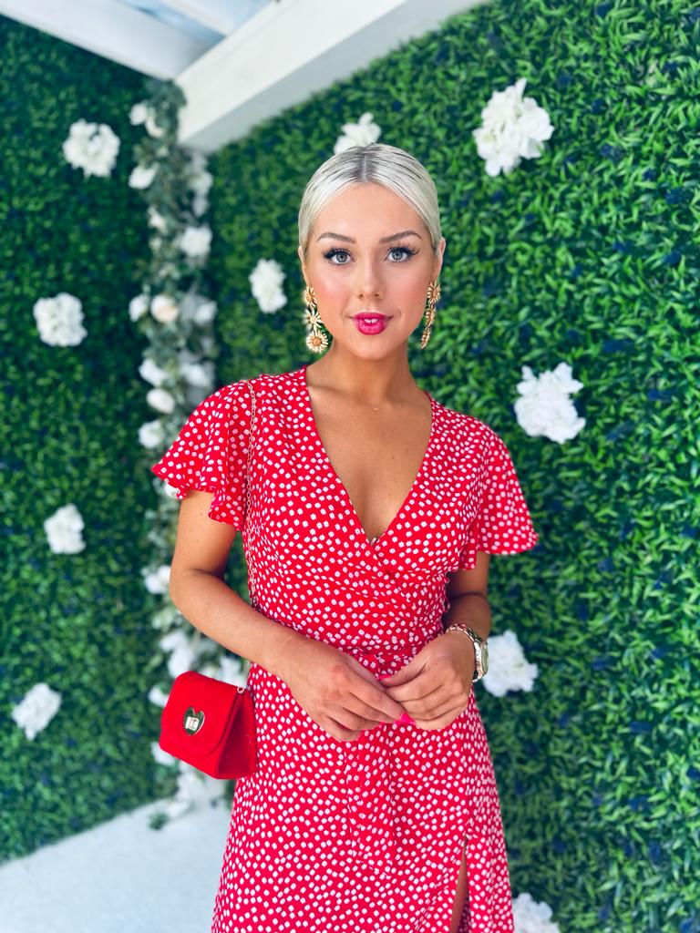 Danny Midi Dress Floral Dot Red