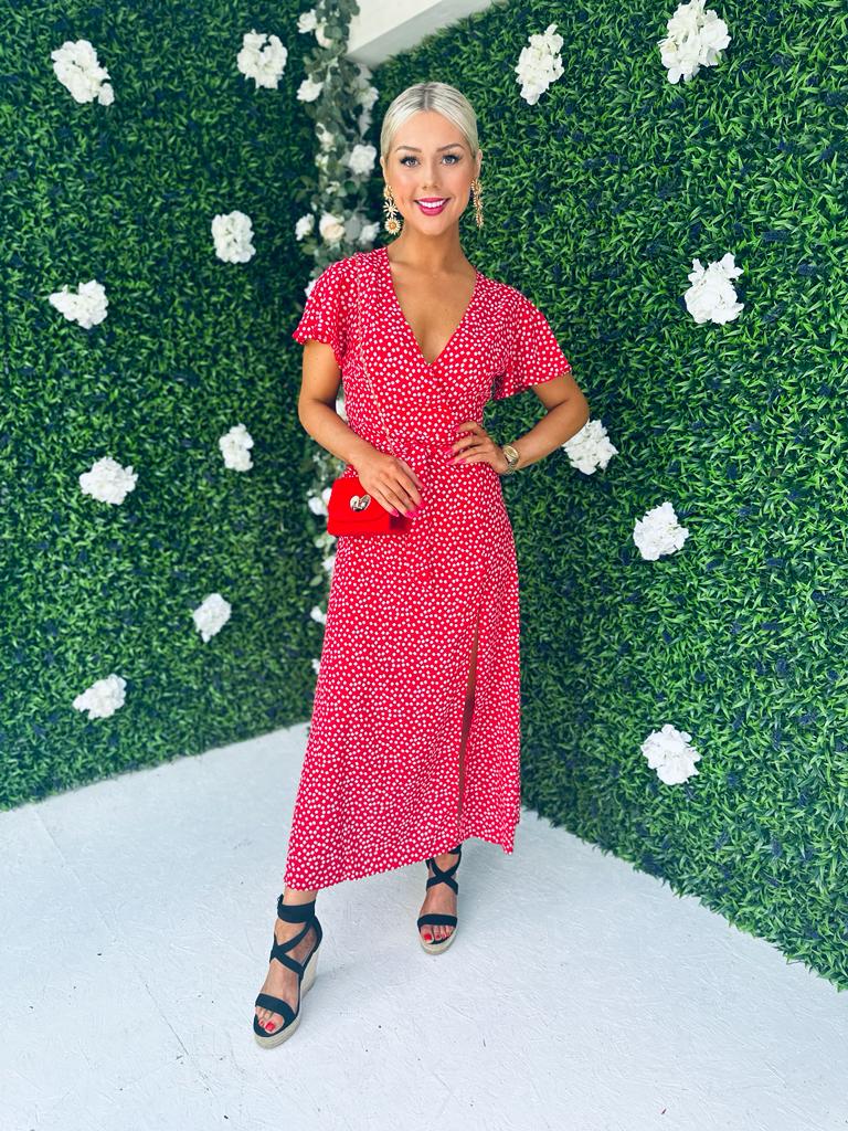 Danny Midi Dress Floral Dot Red