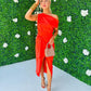 Poppy Knot Detail One Shoulder Dress Morange