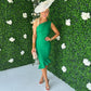 Fern One Shoulder Midi Dress Emerald
