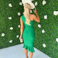 Fern One Shoulder Midi Dress Emerald
