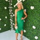 Fern One Shoulder Midi Dress Emerald