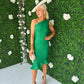 Fern One Shoulder Midi Dress Emerald