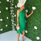 Fern One Shoulder Midi Dress Emerald
