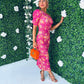Elle Midi Dress Floral Magenta