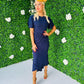 Cleo Ruched Detail Midi Dress Navy