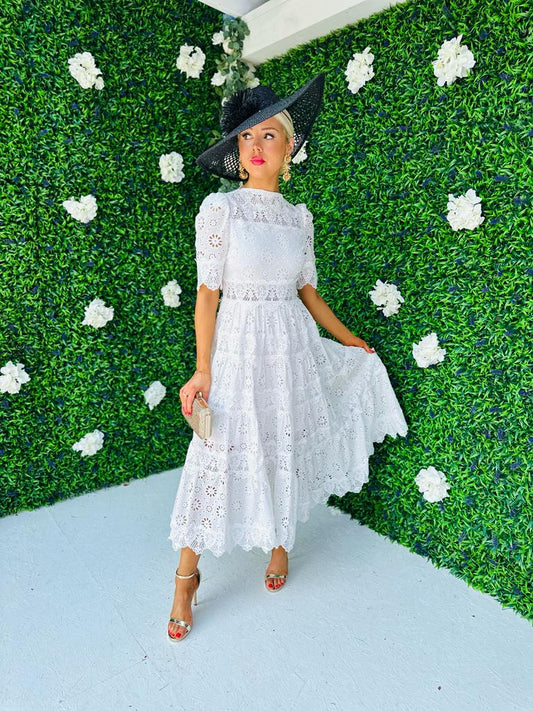 Kory Crochet Maxi Dress White