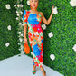 Heidi One Shoulder Midi Dress Orange