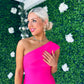Fern One Shoulder Midi Dress Fuchsia