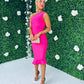 Fern One Shoulder Midi Dress Fuchsia