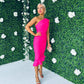 Fern One Shoulder Midi Dress Fuchsia