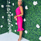 Fern One Shoulder Midi Dress Fuchsia