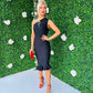 Fern One Shoulder Midi Dress Black