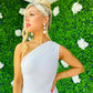Fern One Shoulder Midi Dress White