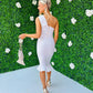 Fern One Shoulder Midi Dress White