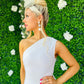 Fern One Shoulder Midi Dress White
