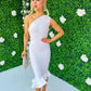 Fern One Shoulder Midi Dress White
