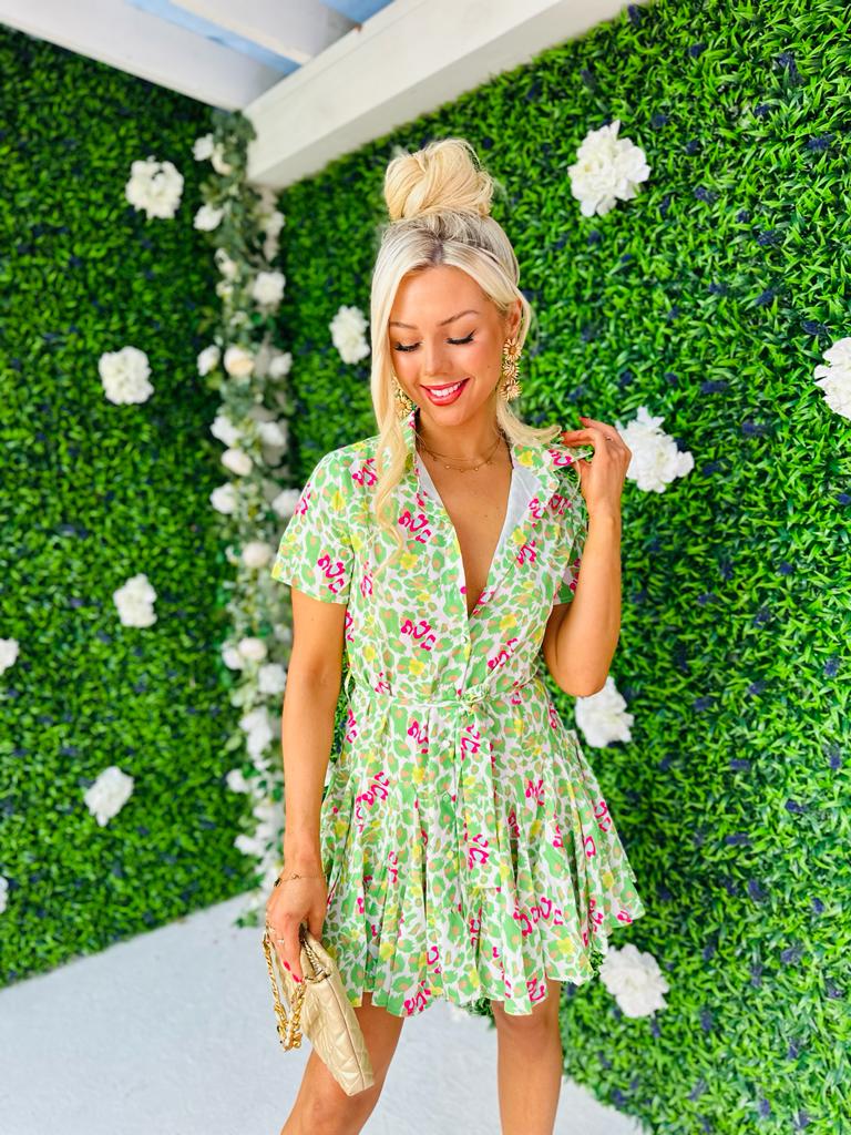 Alexandra Skater Mini Dress Green