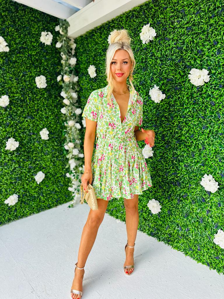 Alexandra Skater Mini Dress Green