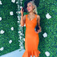 Cher Occasion Midi Dress Orange