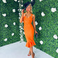 Cher Occasion Midi Dress Orange