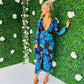 Drew Plunge Midi Dress Blue