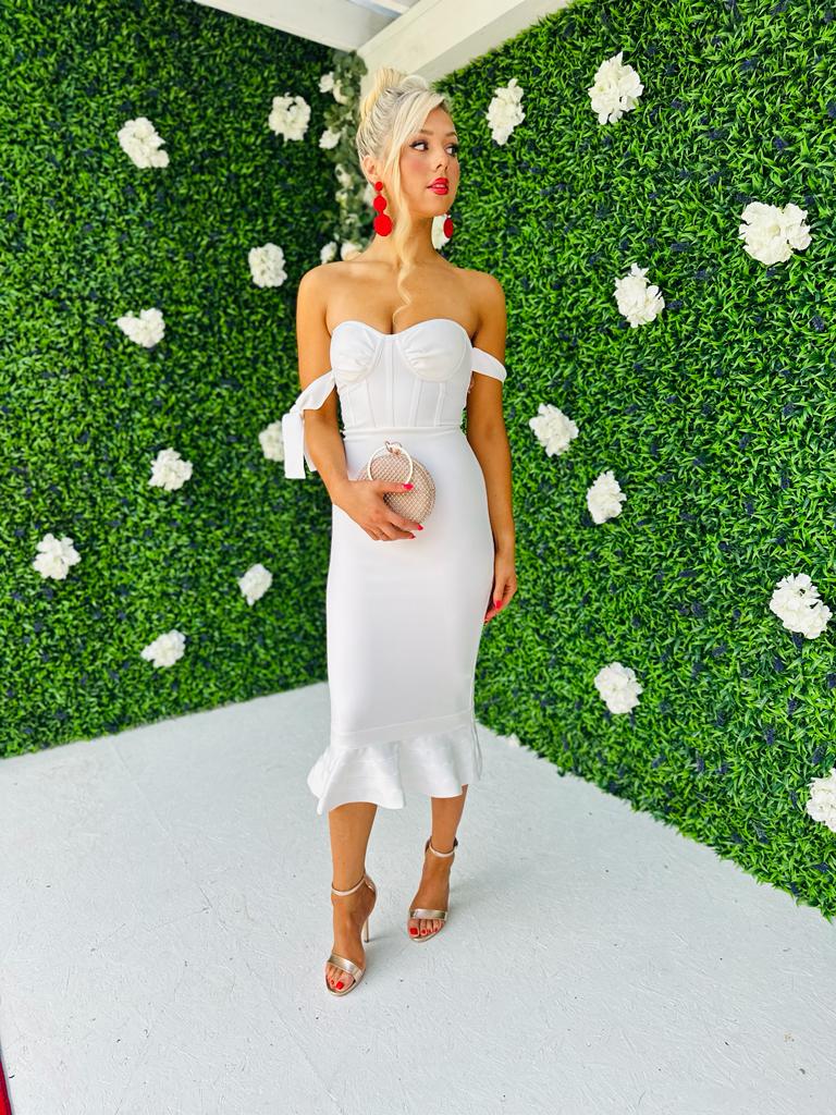 Macy Occasion Midi Dress White